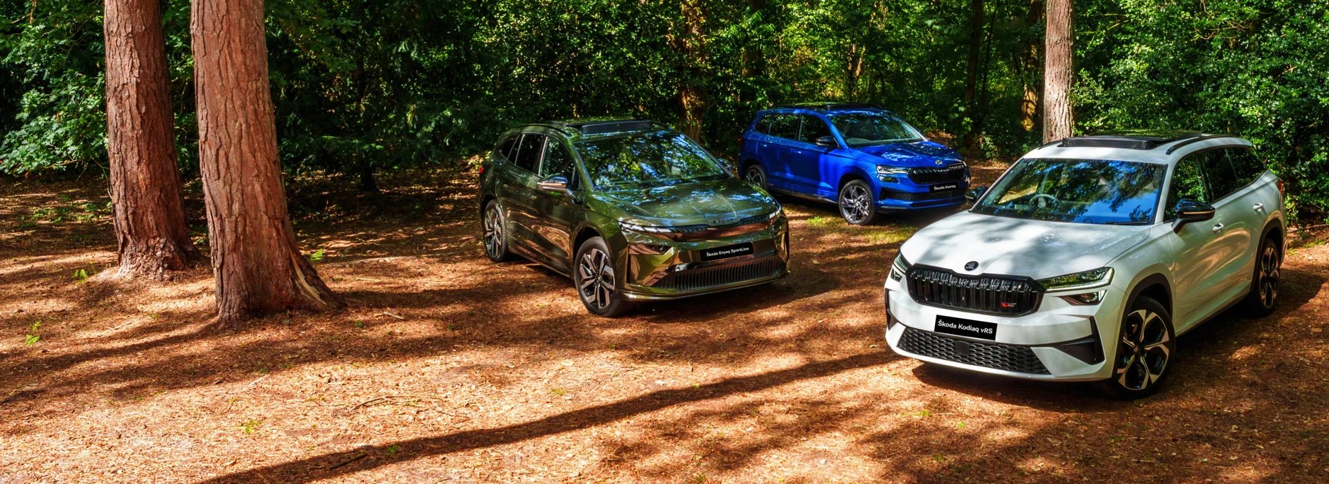 Škoda Enyaq SportLine, Škoda Kodiaq SportLine and Škoda Karoq Sportline side by side