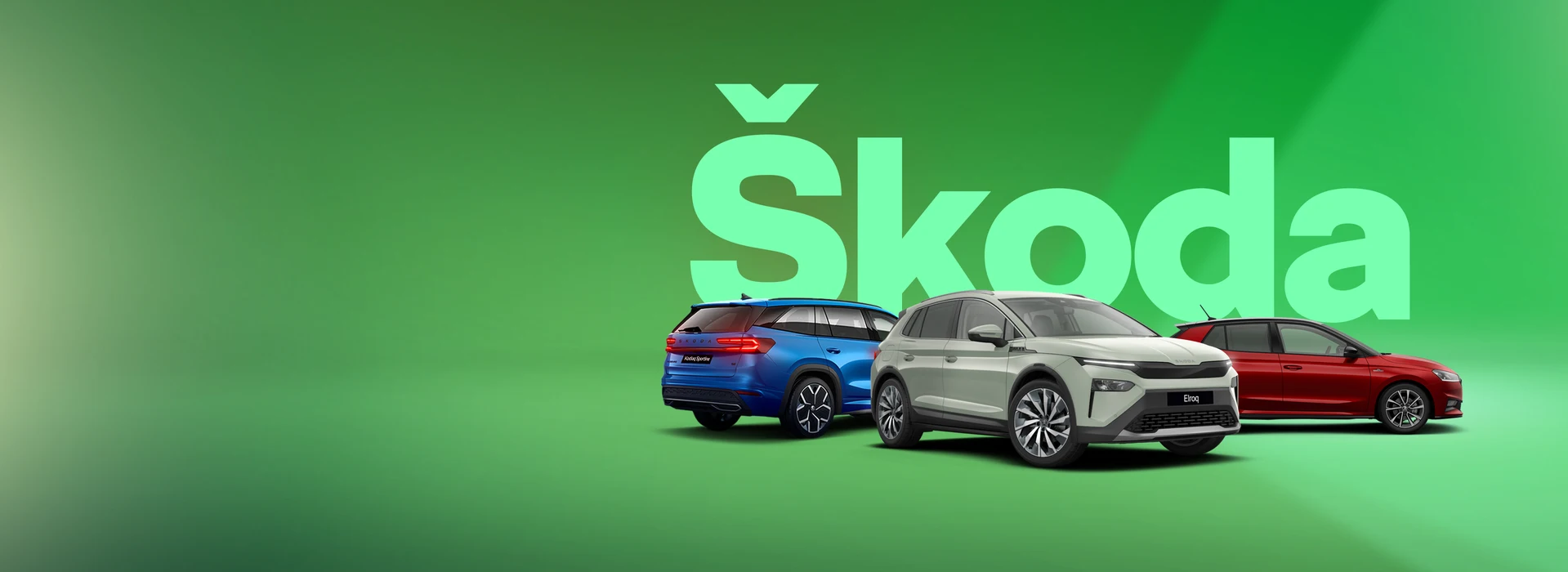 "Škoda" - Škoda kodiaq, Elroq and Fabia in a green studio