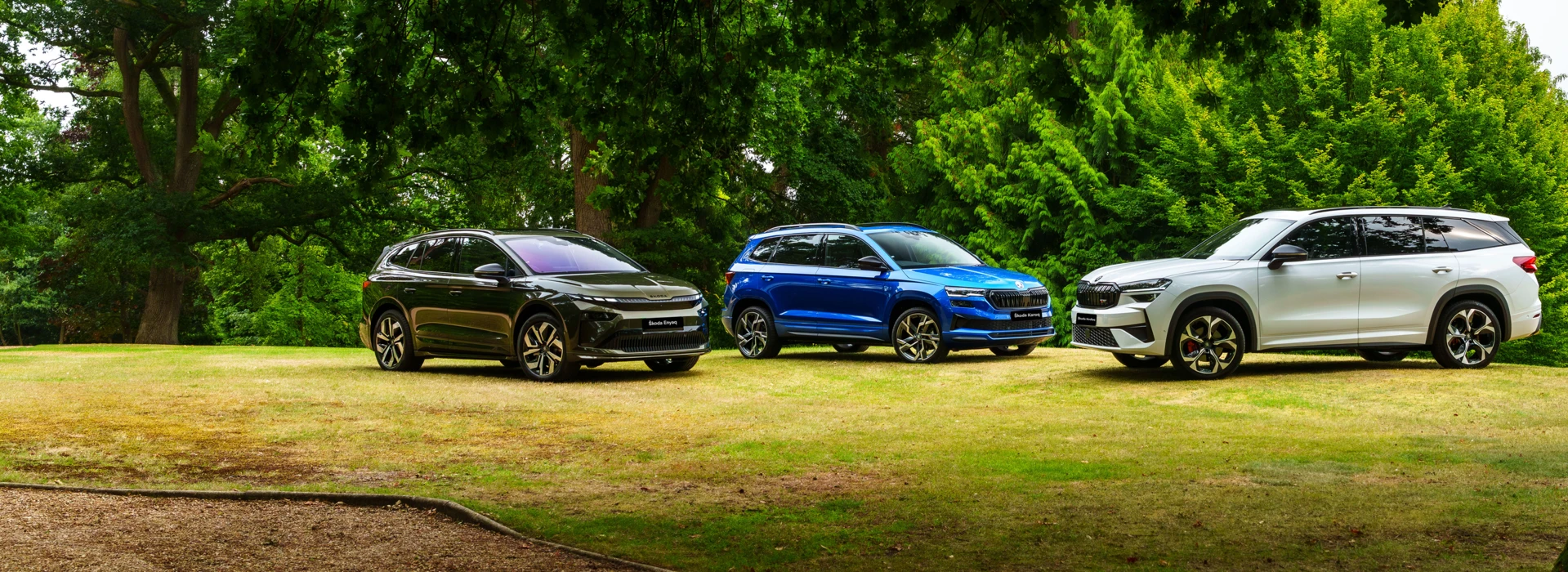Škoda Enyaq SportLine, Škoda Kodiaq SportLine and Škoda Karoq Sportline side by side