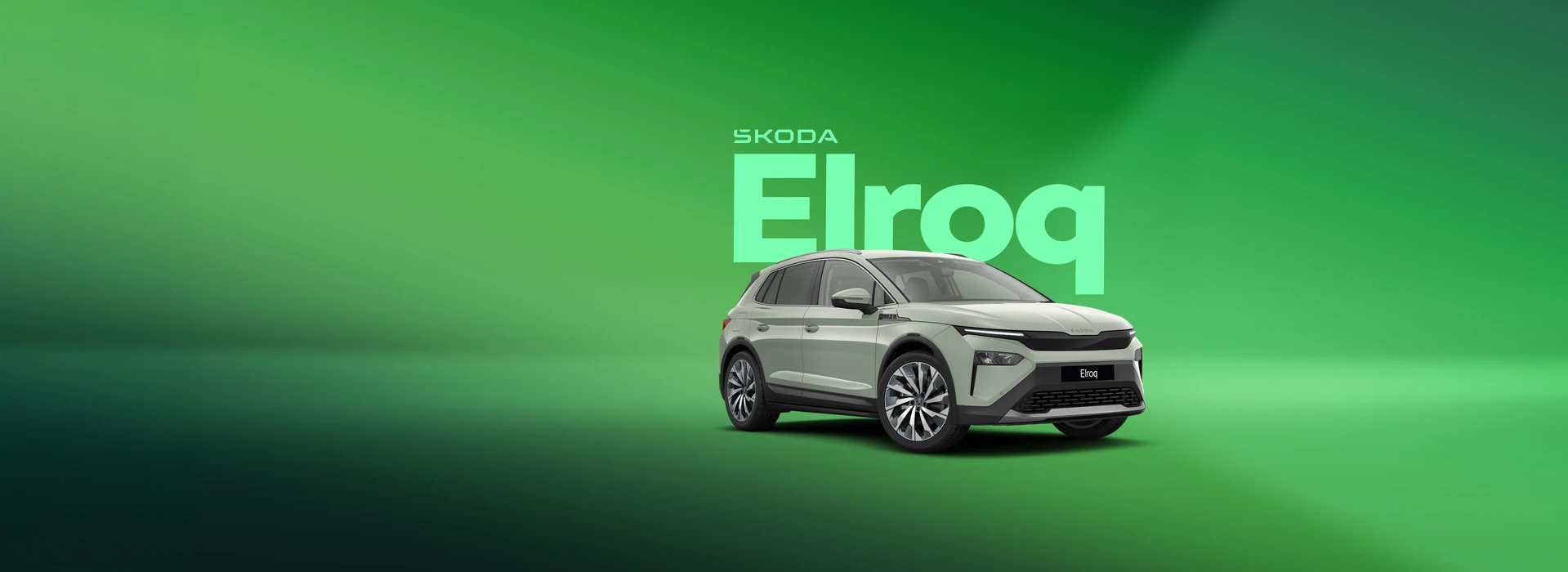 "Elroq" - Timiano green Škoda Elroq in a green studio